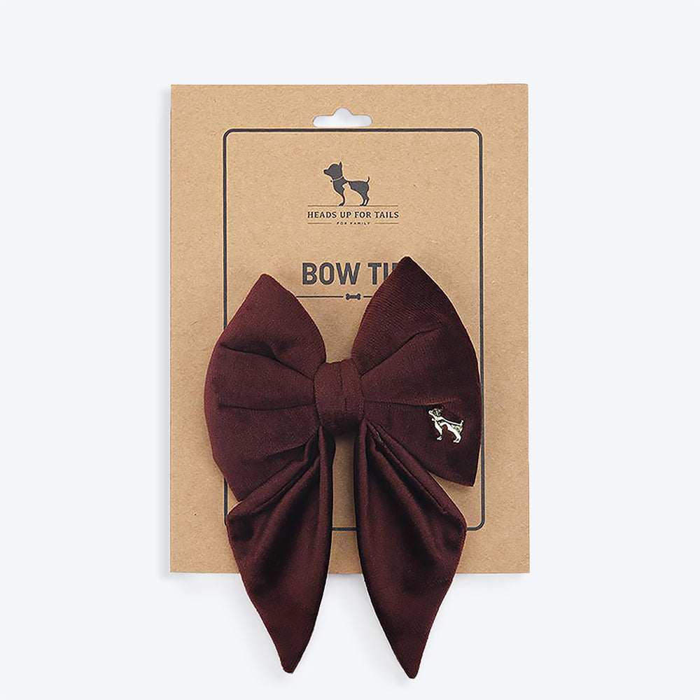 HUFT Luxe Velvet Dog Bow Tie - Plum - Heads Up For Tails