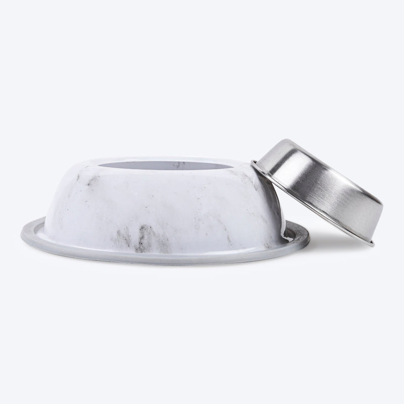 HUFT Marble Finish Steel Dog & Cat Bowl - Heads Up For Tails