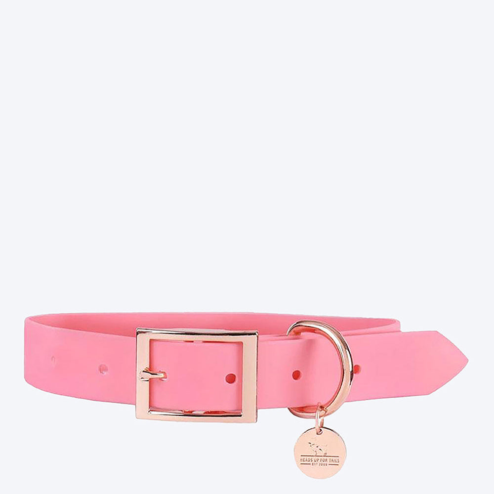 HUFT Pastel Pawprint Rain Friendly Dog Collar - Pink - Heads Up For Tails