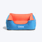 HUFT Personalised Lounger Dog Bed (Free Bone Cushion) - Imperial Blue With Coral_02