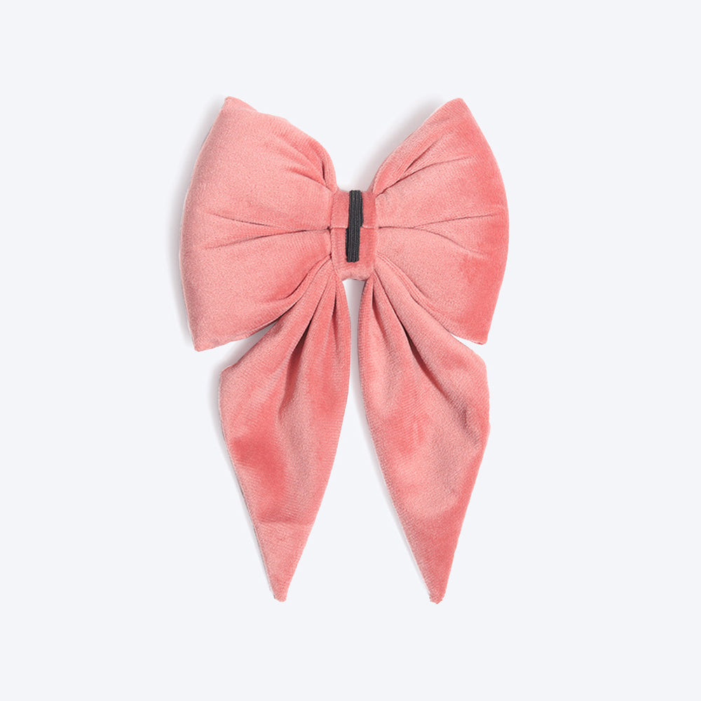 HUFT Personalised Luxe Velvet Dog Bow Tie - Pink - Heads Up For Tails