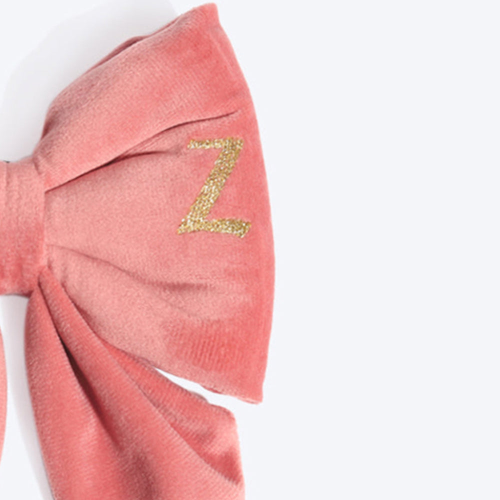 HUFT Personalised Luxe Velvet Dog Bow Tie - Pink - Heads Up For Tails