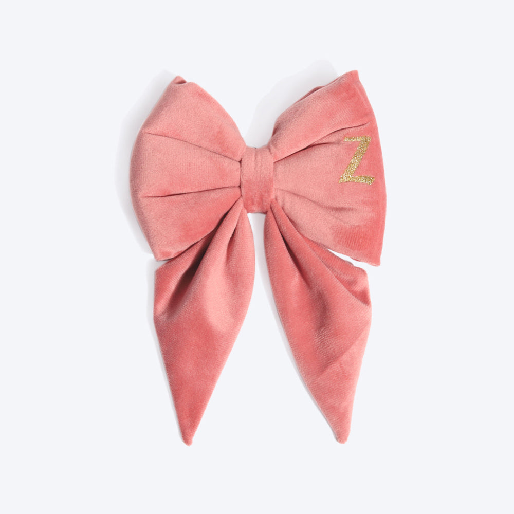 HUFT Personalised Luxe Velvet Dog Bow Tie - Pink - Heads Up For Tails