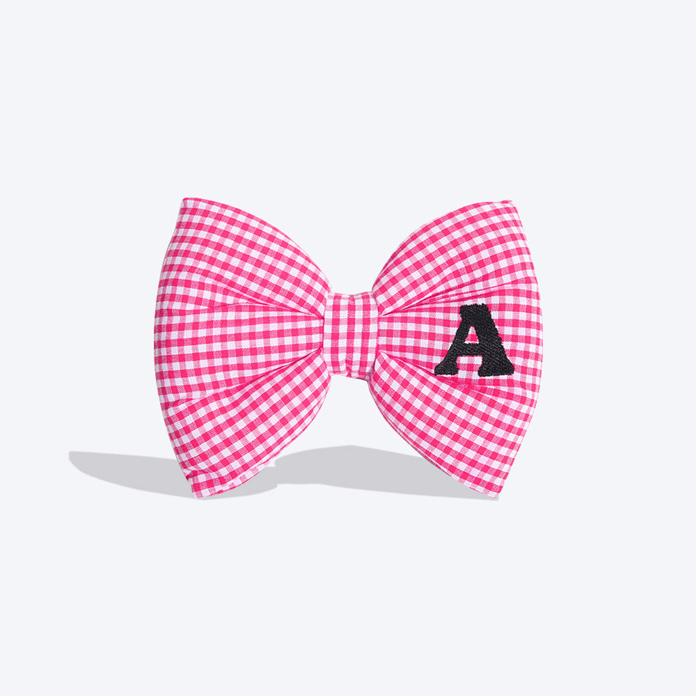 HUFT Personalised Monogrammed Bow Tie for Dogs - Pink - Heads Up For Tails