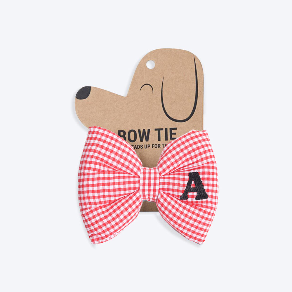 HUFT Personalised Monogrammed Bow Tie for Dogs - Red - Heads Up For Tails