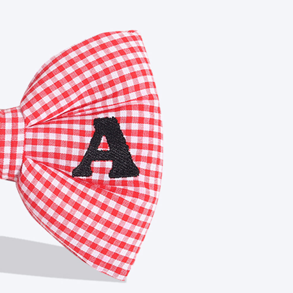 HUFT Personalised Monogrammed Bow Tie for Dogs - Red - Heads Up For Tails