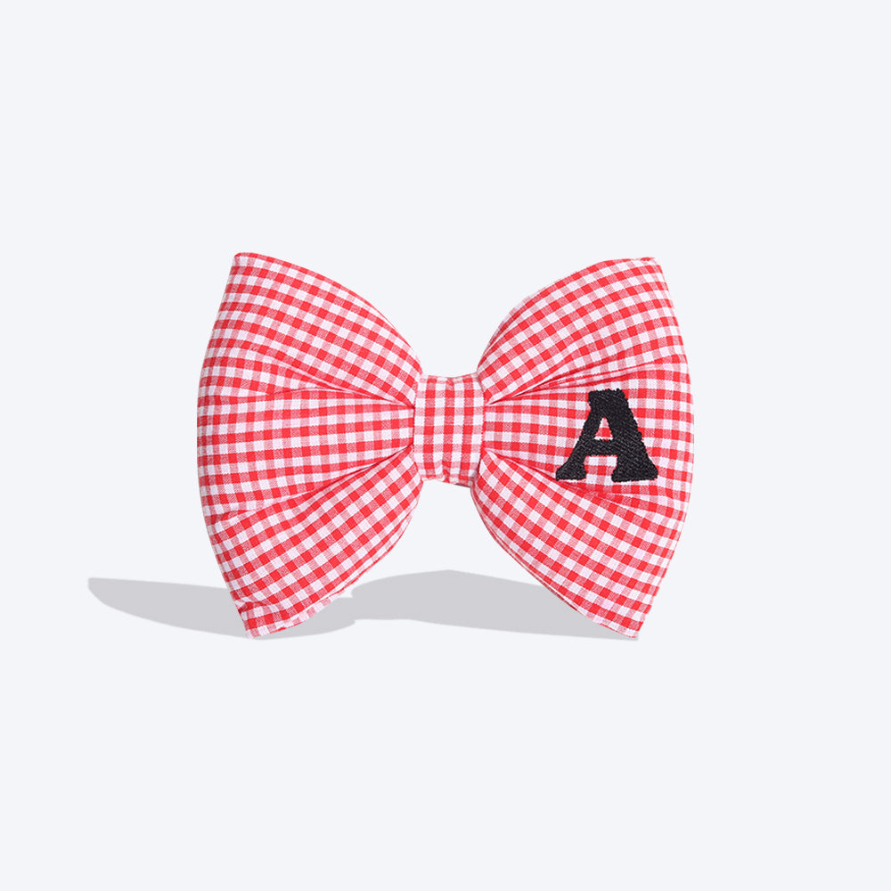 HUFT Personalised Monogrammed Bow Tie for Dogs - Red - Heads Up For Tails