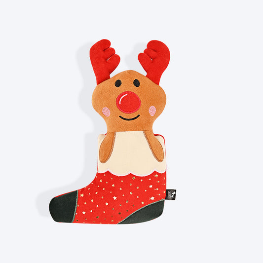 HUFT Rudolph Cuddle Dog Toy (Red and Green) - Heads Up For Tails