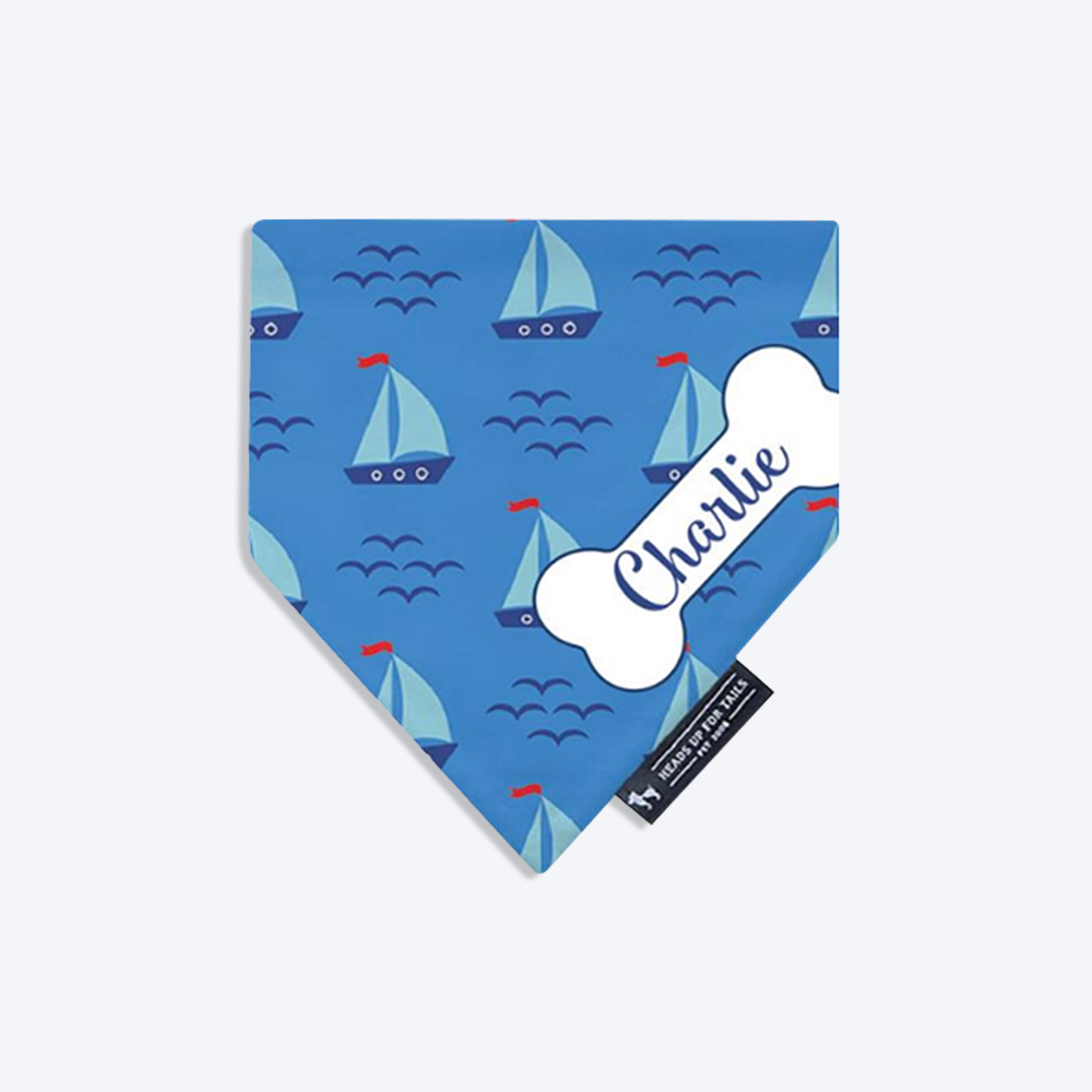 HUFT Sail Away Bandana Personalised Dog Bandana - Heads Up For Tails
