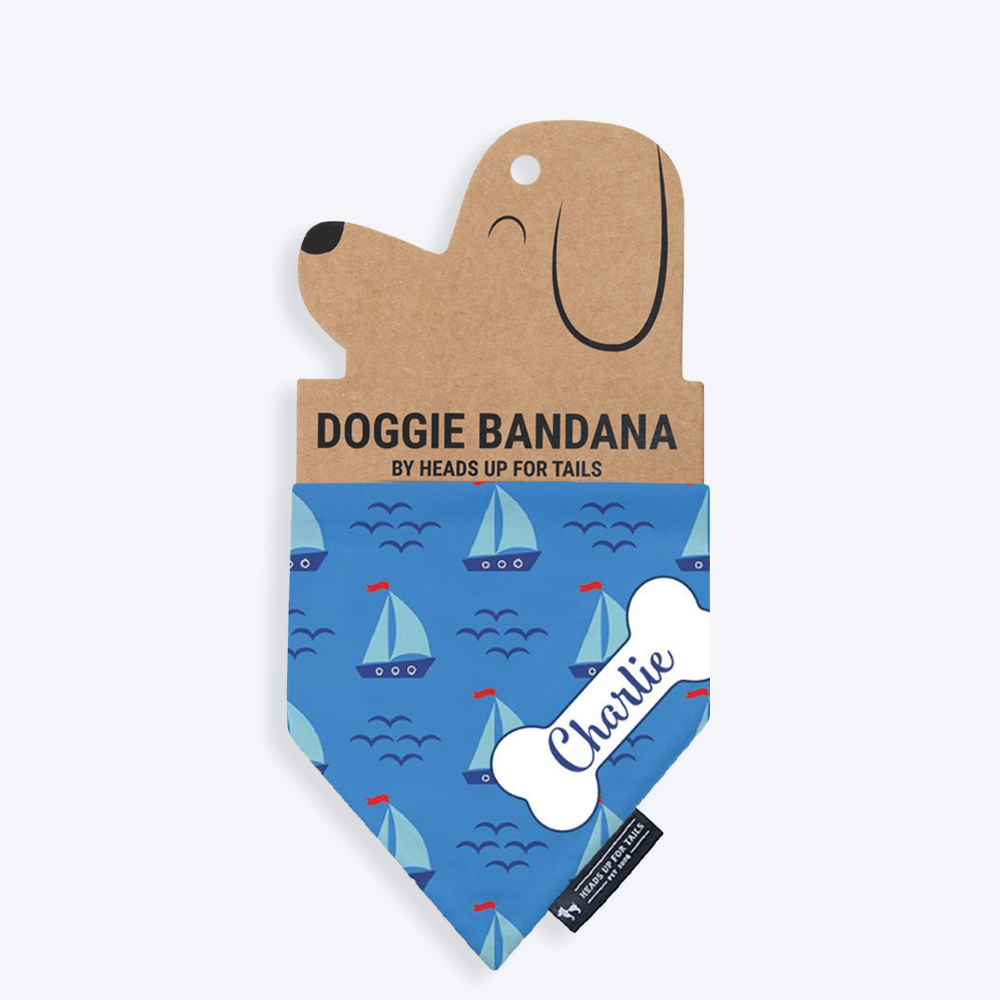 HUFT Sail Away Bandana Personalised Dog Bandana - Heads Up For Tails