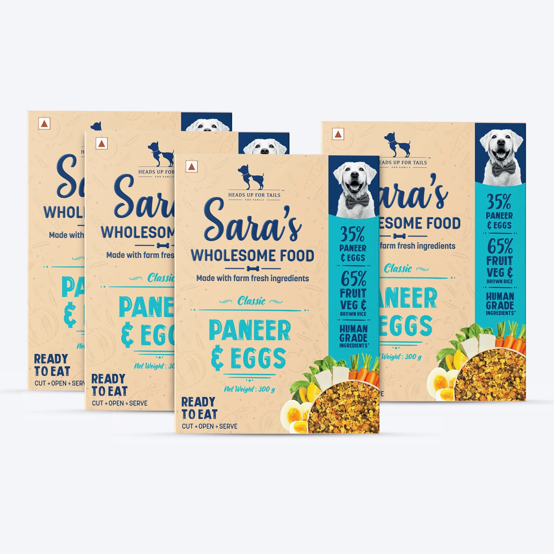 HUFT Sara's Wholesome Food - Classic Paneer And Eggs Dog Food (300gm Pack) - Heads Up For Tails