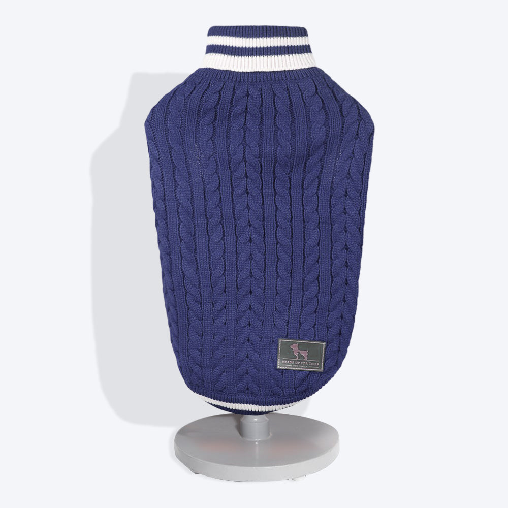 HUFT Striped Cable Knit Dog Sweater - Navy4