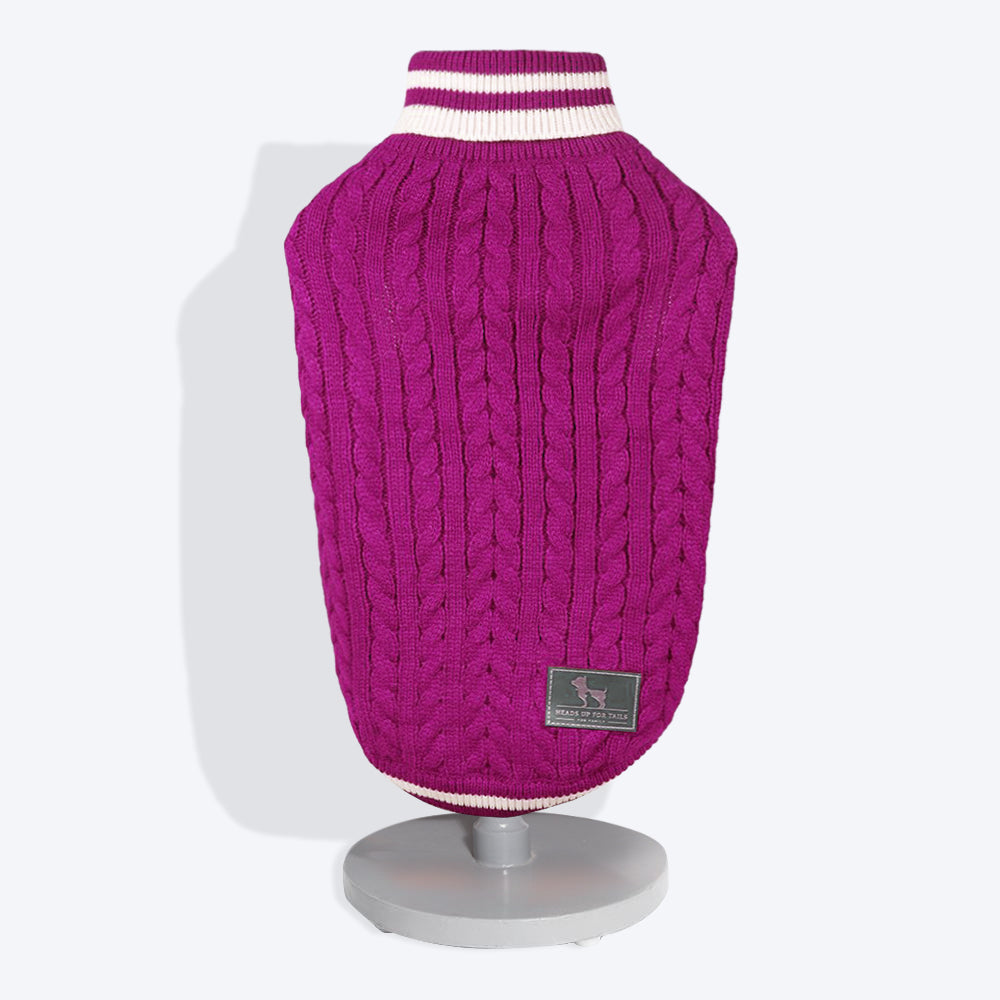 HUFT Striped Cable Knit Dog Sweater - Wine4
