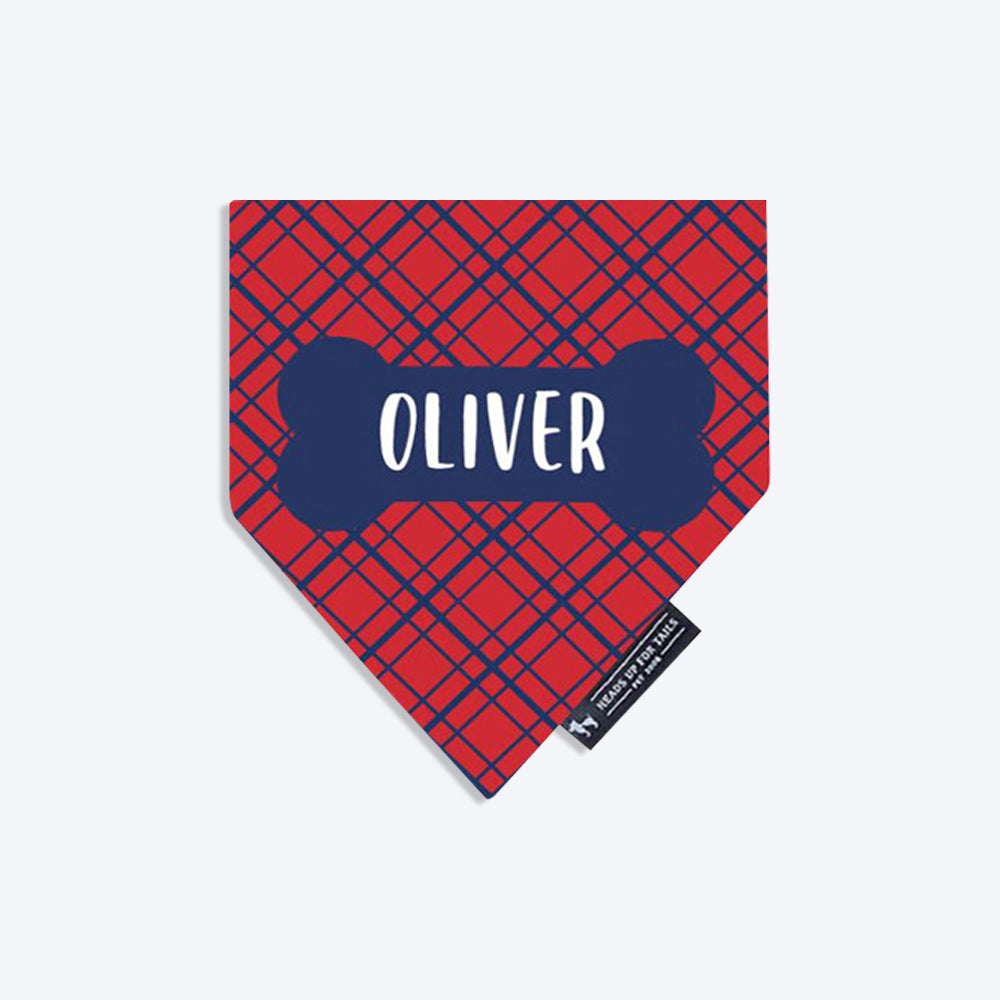 HUFT Tartan Check Personalised Dog Bandana - Heads Up For Tails
