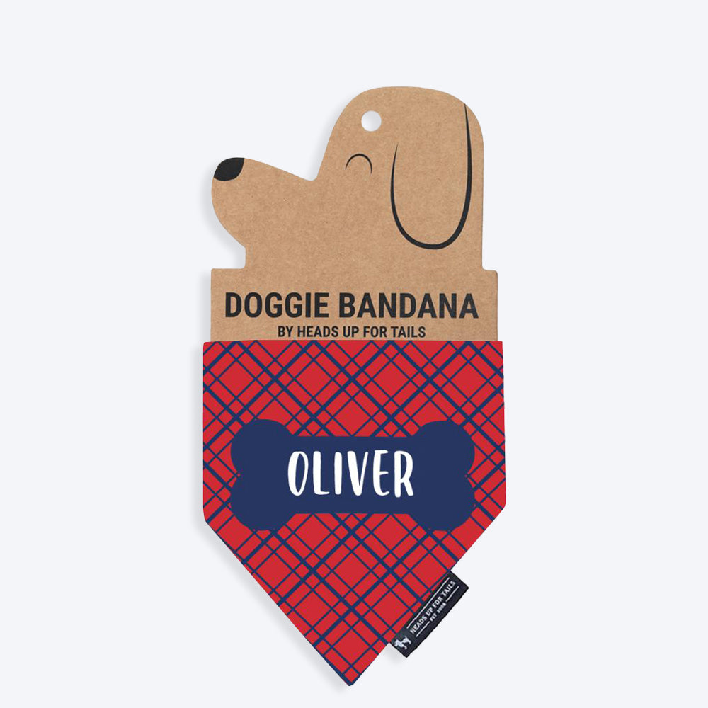HUFT Tartan Check Personalised Dog Bandana - Heads Up For Tails