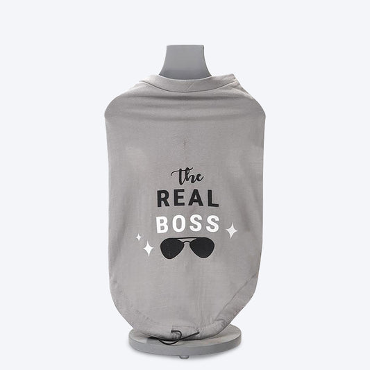 HUFT The Real Boss Dog T-shirt Grey - Heads Up For Tails