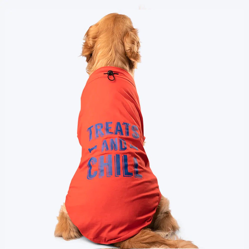HUFT Treats And Chill T-Shirt For Dog - Deep Coral - Heads Up For Tails