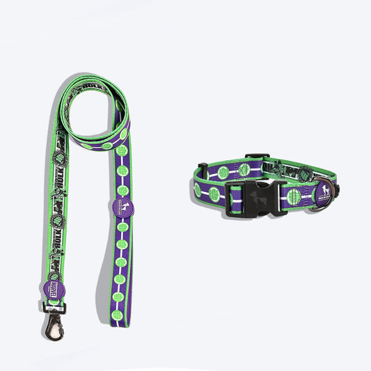 HUFT X©Marvel 2.0 Hulk Printed Dog Collar And Leash Set - Heads Up For Tails