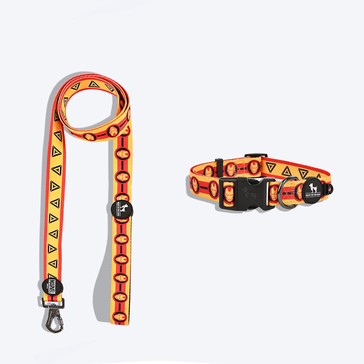 HUFT X©Marvel 2.0 Iron Man Printed Dog Collar And Leash Set - Heads Up For Tails