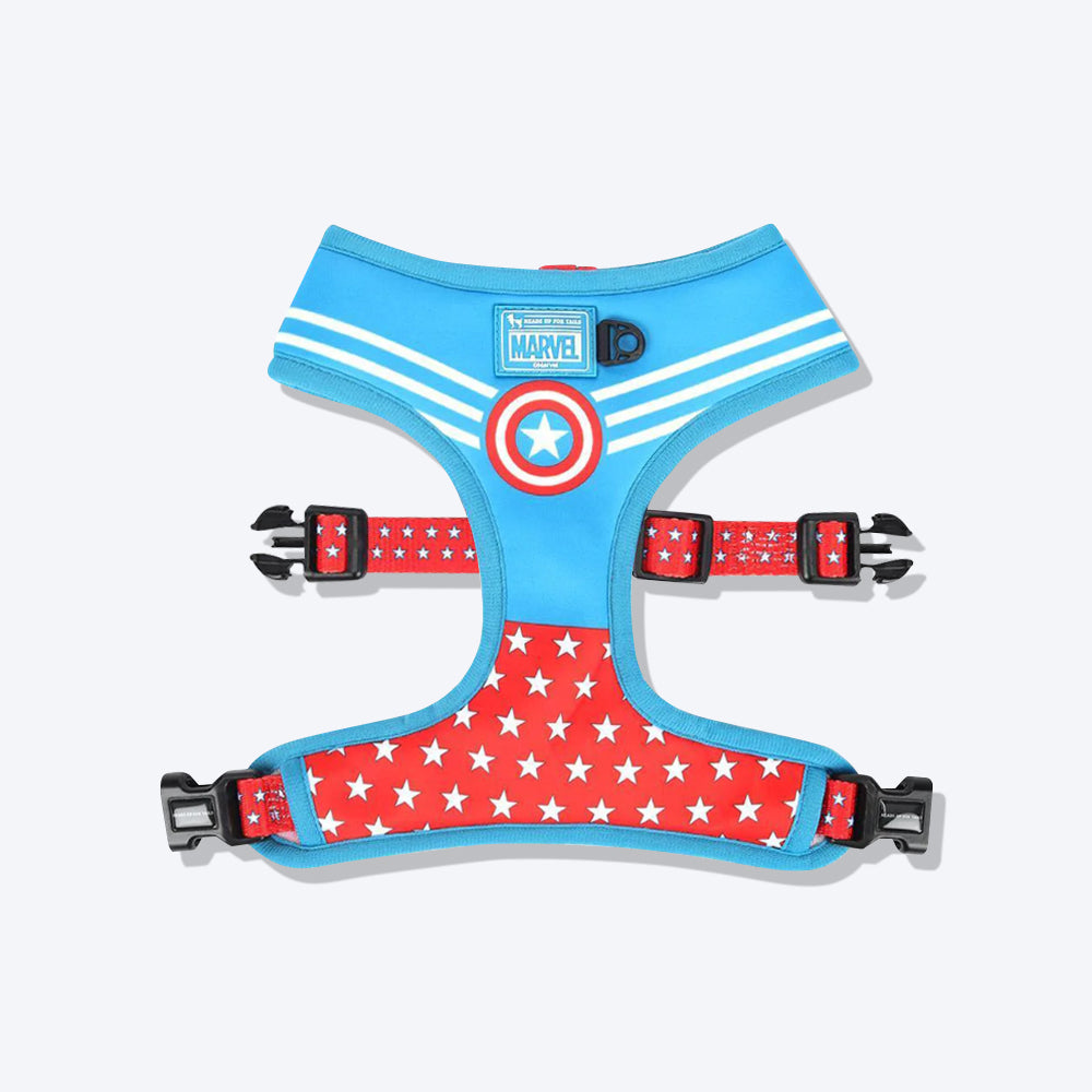 HUFT X©Marvel Captain America Reversible Dog Harness - Blue & Red - Heads Up For Tails