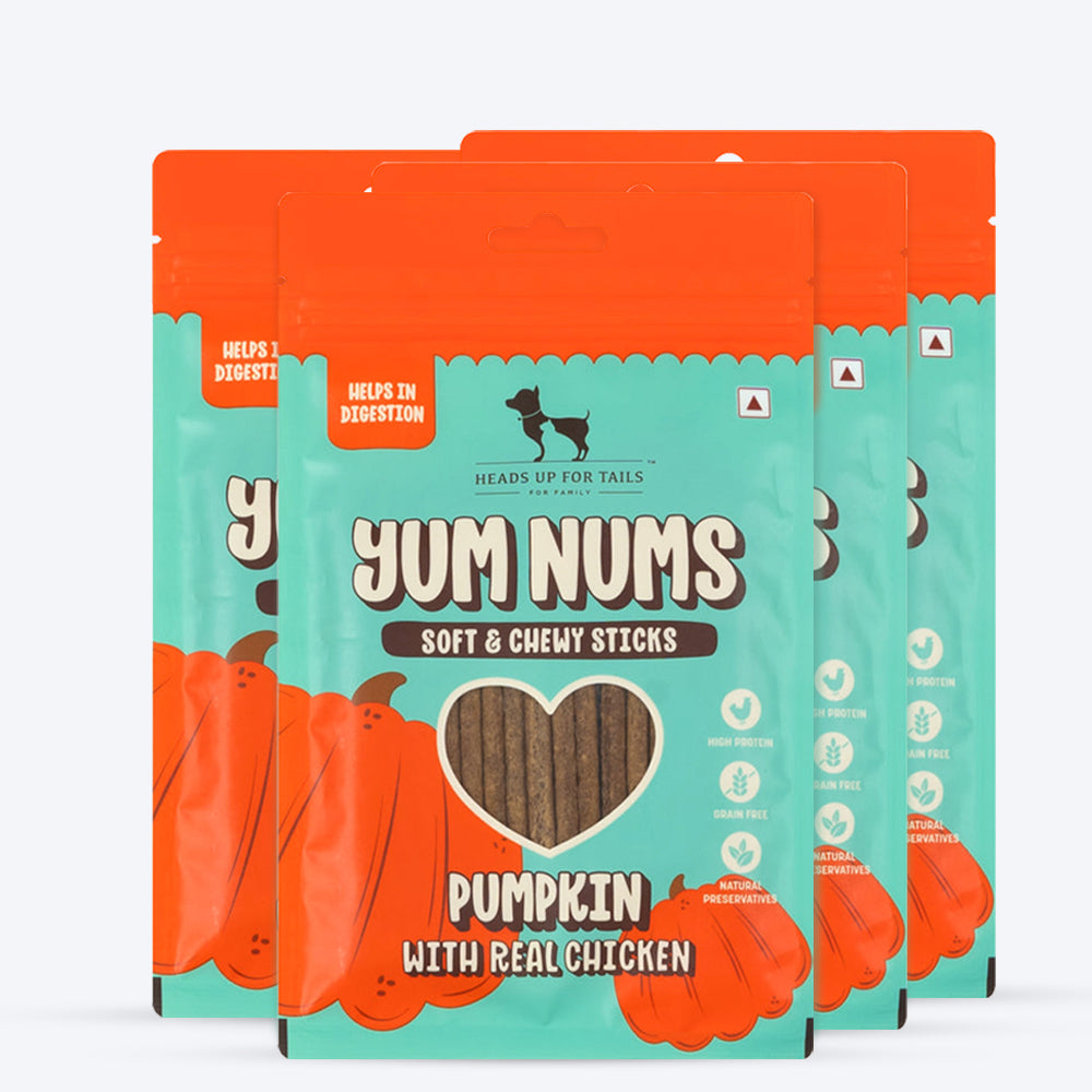 HUFT Yum Nums Soft & Chewy Sticks Pumpkin with Real Chicken Treat For Dogs - 75g - Heads Up For Tails