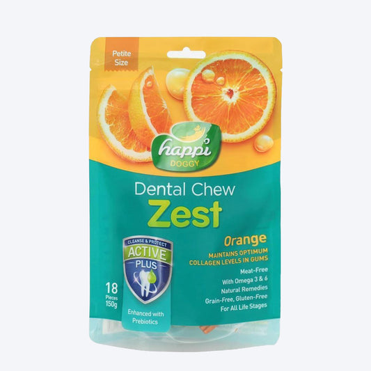 Happi Doggy Vegetarian Dental Chew - Zest - Orange - Petite - 2.5 inch - 150 g (18 pcs)1