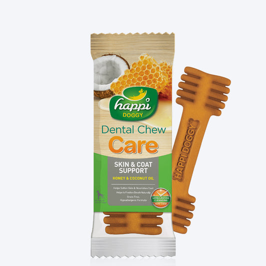 Happi Doggy Vegetarian Dental Chew - (Skin and Coat Support) - Honey & Coconut oil (Singles) - 25 g-1