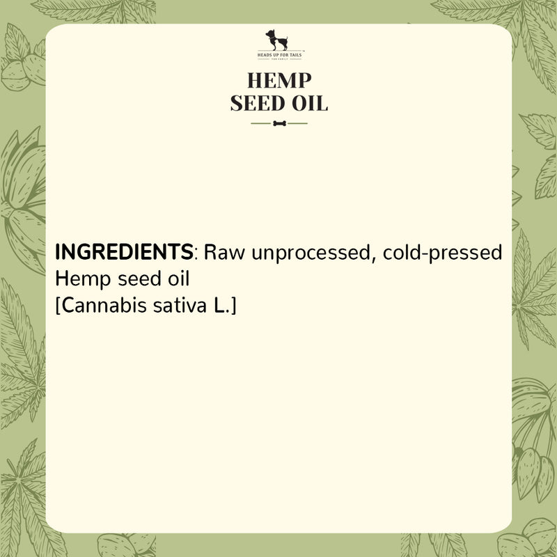 HUFT Cold Pressed Hemp Seed Oil For Dogs and Cats - 200 ml - Heads Up For Tails
