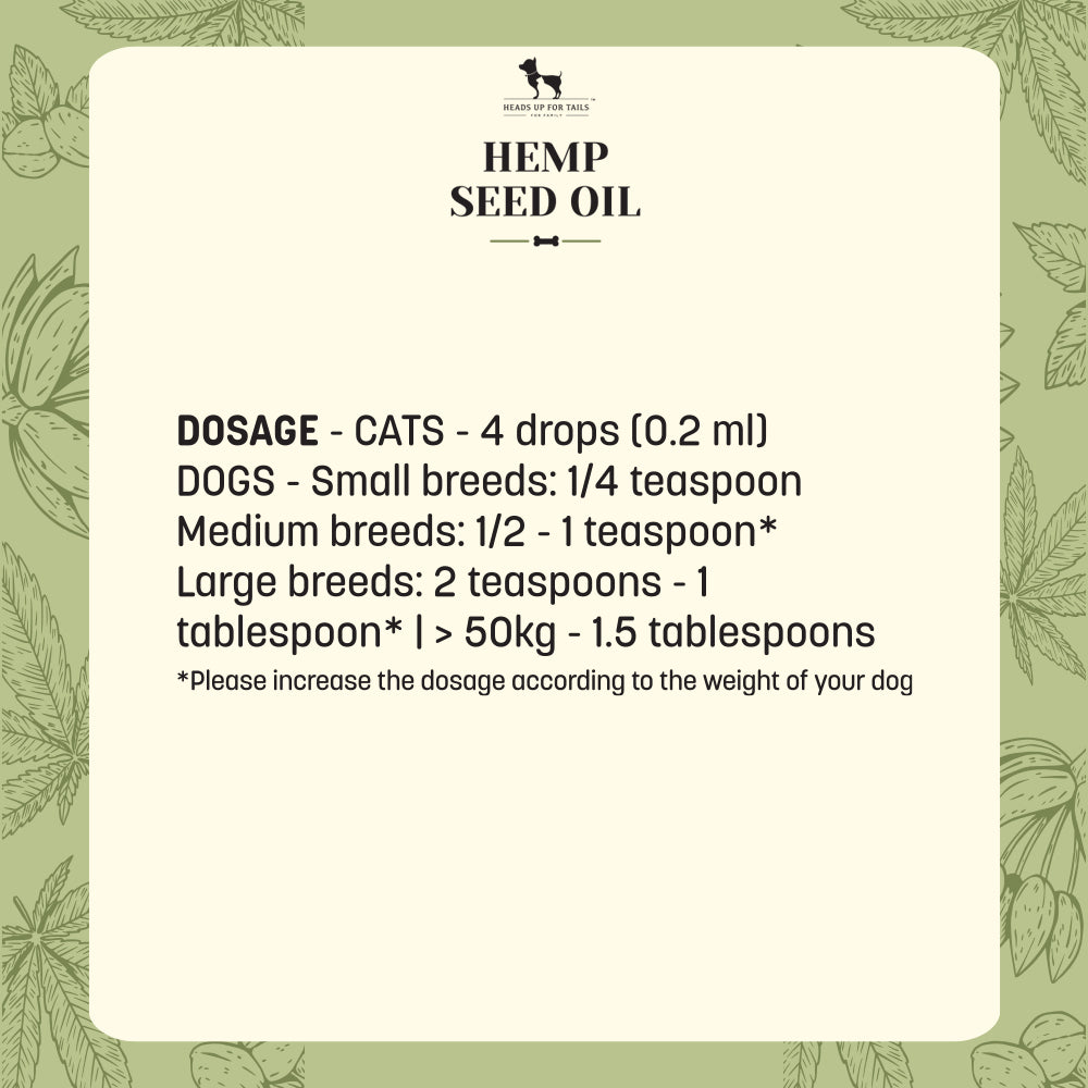 HUFT Cold Pressed Hemp Seed Oil For Dogs and Cats - 200 ml - Heads Up For Tails