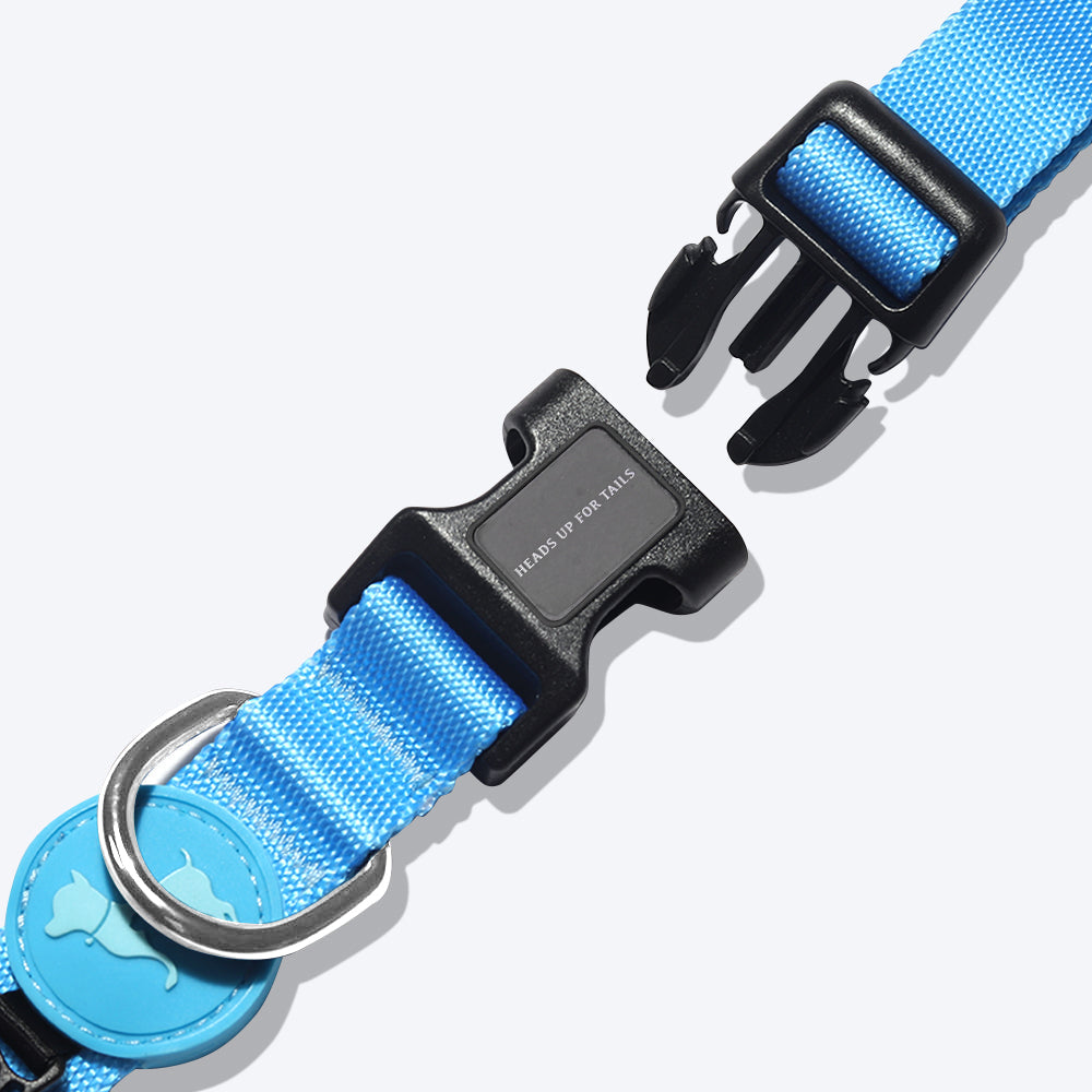 HUFT Classic Nylon Dog Collar - Blue (Can be Personalised) - Heads Up For Tails