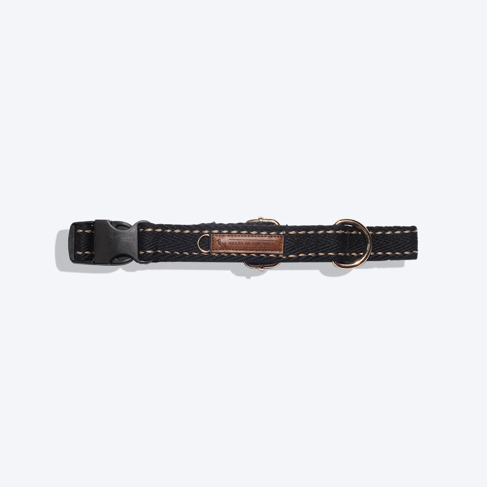 HUFT Jungle Collection Cotton Dog Collar - Black - Heads Up For Tails