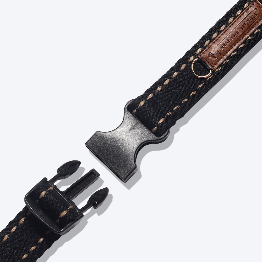 HUFT Jungle Collection Cotton Dog Collar - Black - Heads Up For Tails