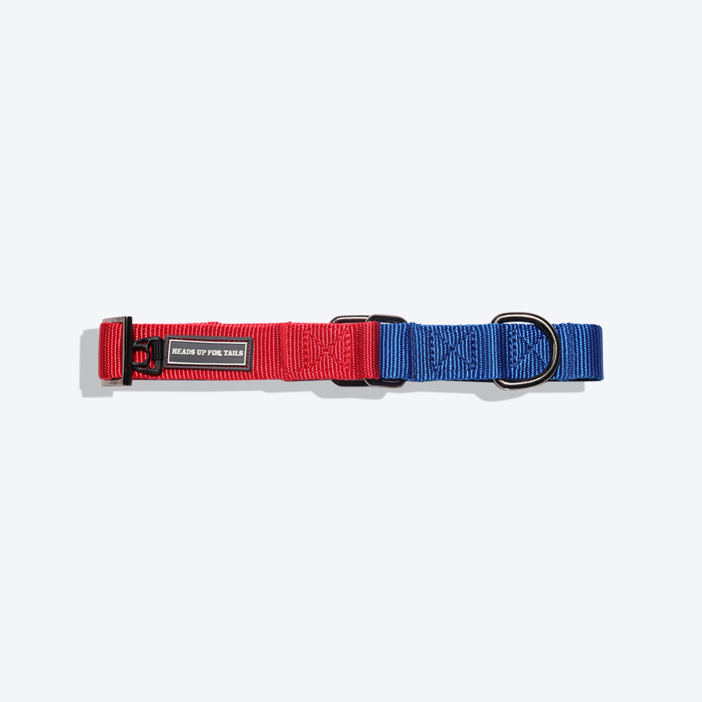 HUFT Martingale Dog Collar - Red and Navy - Heads Up For Tails