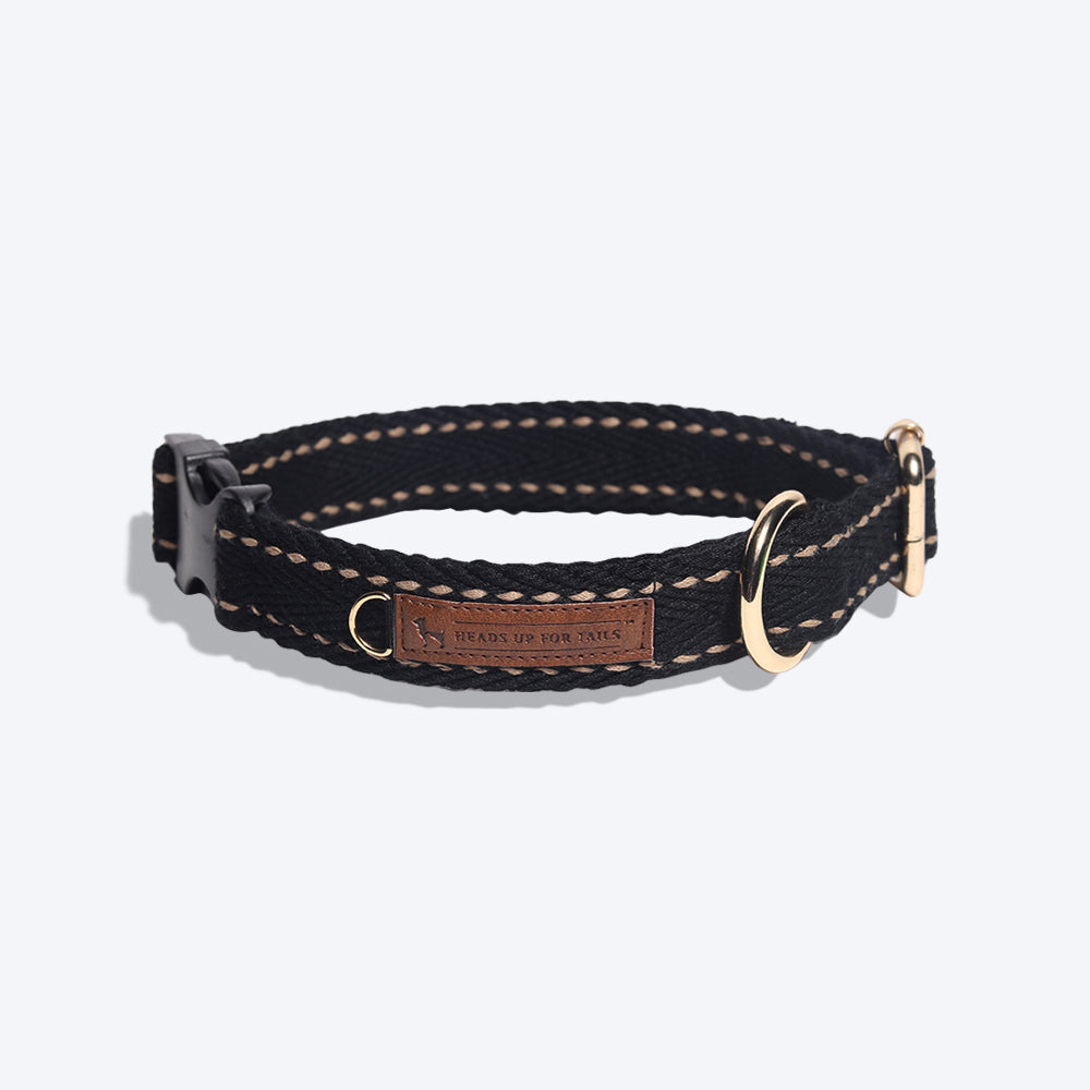 HUFT Jungle Collection Cotton Dog Collar - Black - Heads Up For Tails