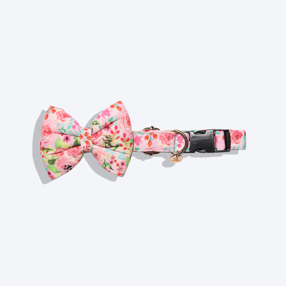 HUFT Fresh Blooms Dog Collar With Free Bow Tie - Heads Up For Tails