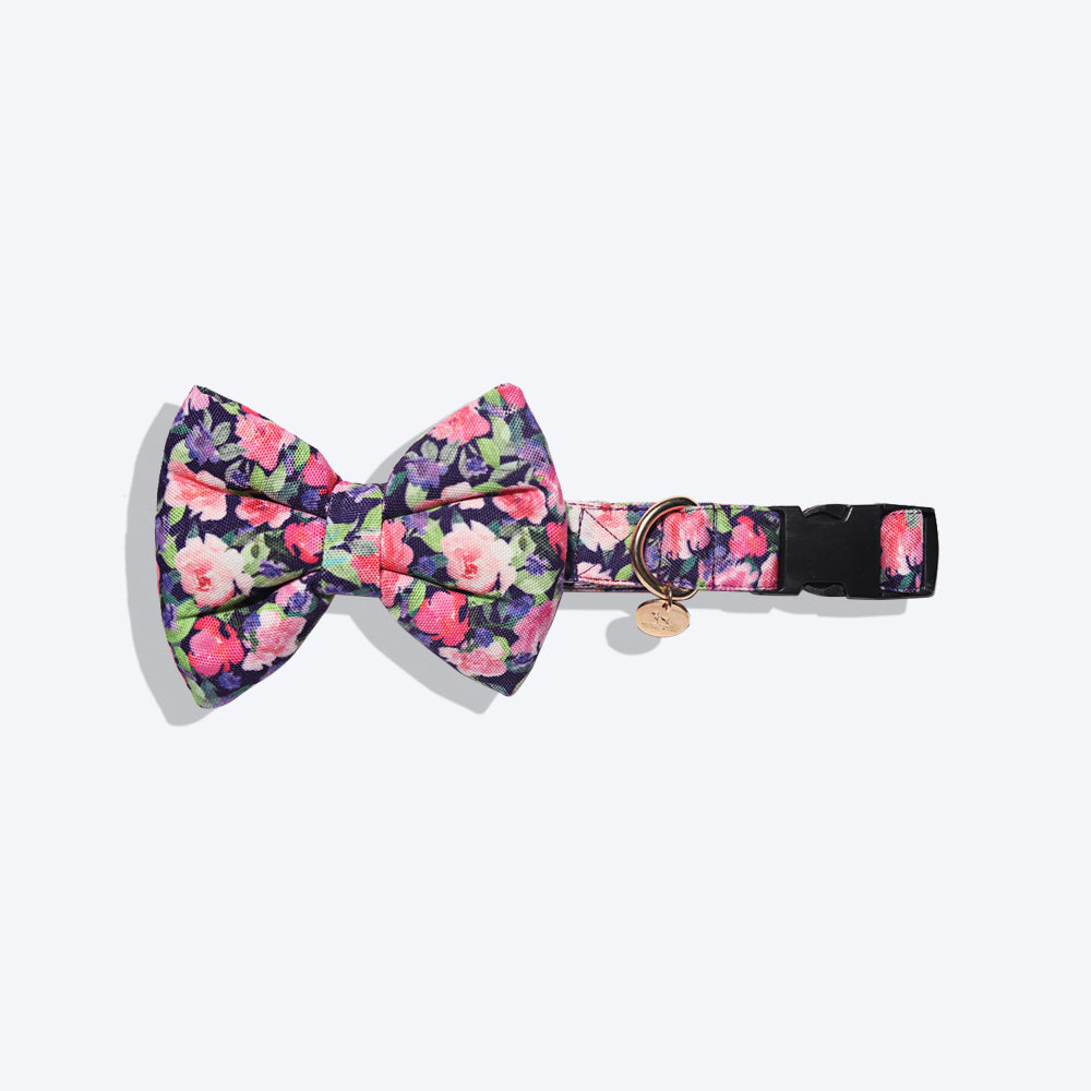 HUFT Flower Power Dog Collar With Free Bow Tie - Heads Up For Tails