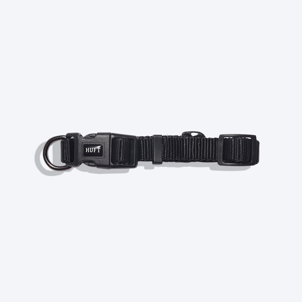 HUFT Essentials Nylon Dog Collar - Black (Can be Personalised) - Heads Up For Tails