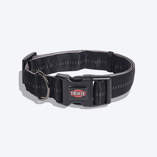 Trixie Classic Dog Collar - S-M - Black - Heads Up For Tails