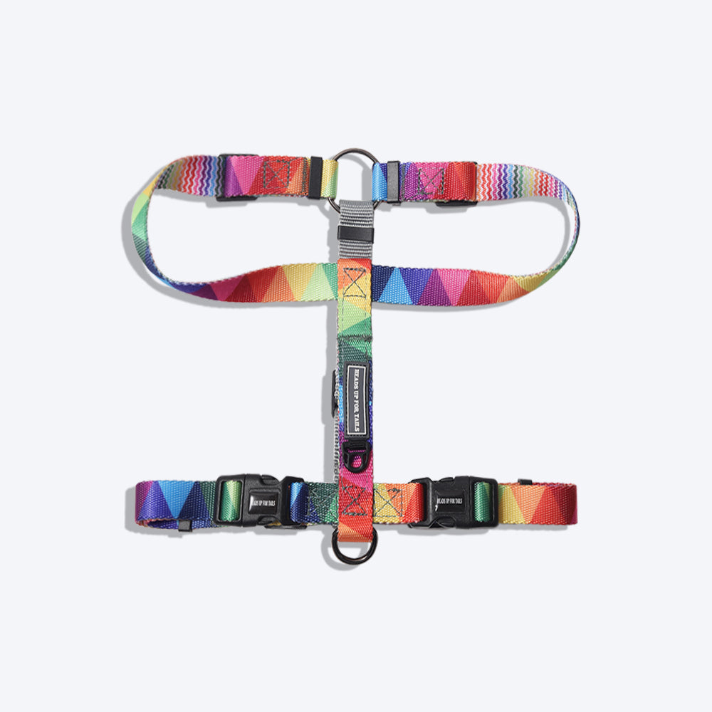 HUFT Nylon Rainbow Dog H Harness - Heads Up For Tails