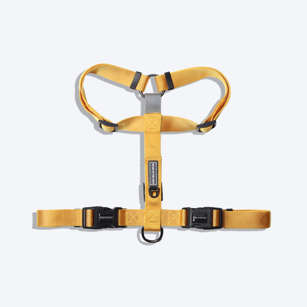 HUFT Essentials Nylon Dog H-Harness - Yellow - Heads Up For Tails