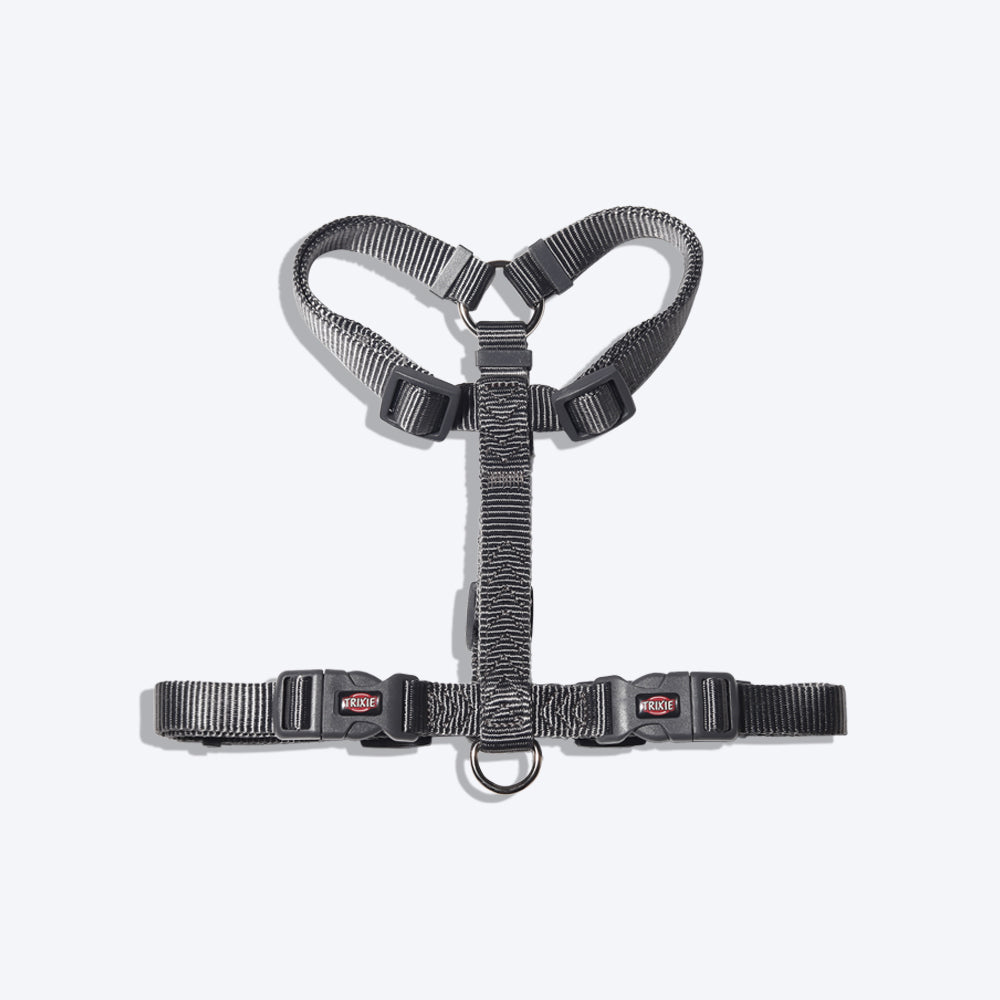 Trixie Premium Nylon H-Harness For Dogs - Graphite - Heads Up For Tails
