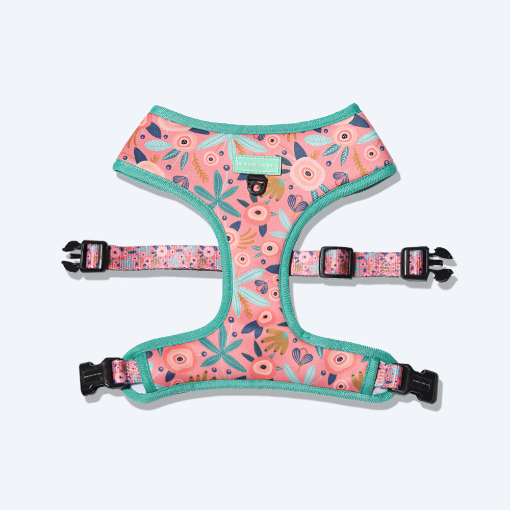 HUFT Bloom Wildly Reversible Harness For Dogs Pink Heads Up