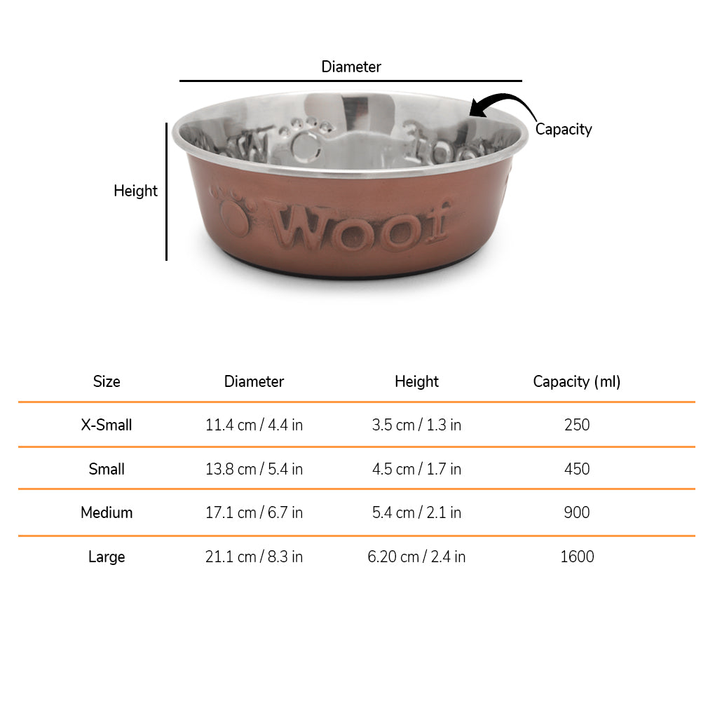 HUFT Woof Embossed Bowl for Dogs - Heads Up For Tails