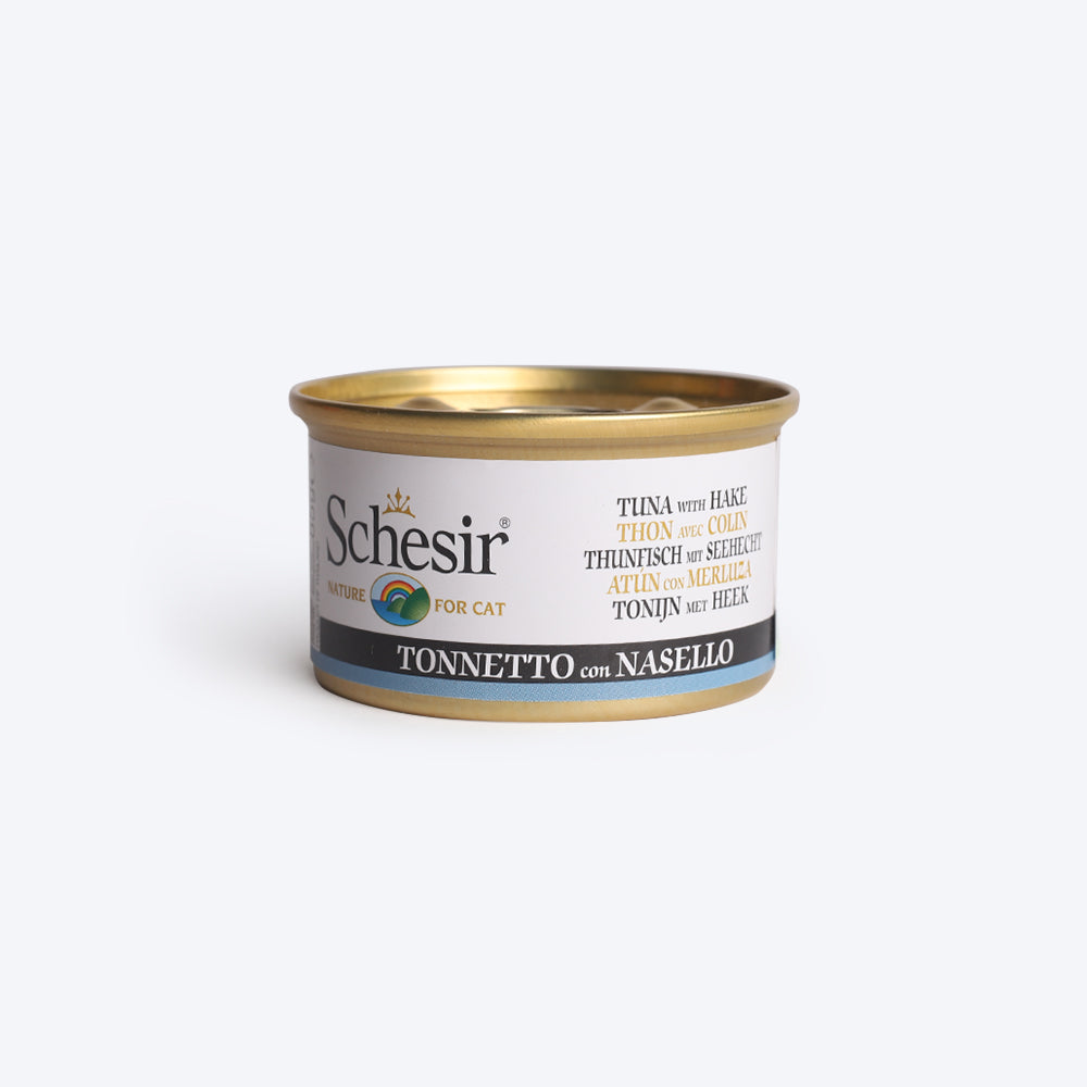 Schesir 51% Tuna with Hake in Jelly Canned Wet Cat Food - 85 g - Heads Up For Tails