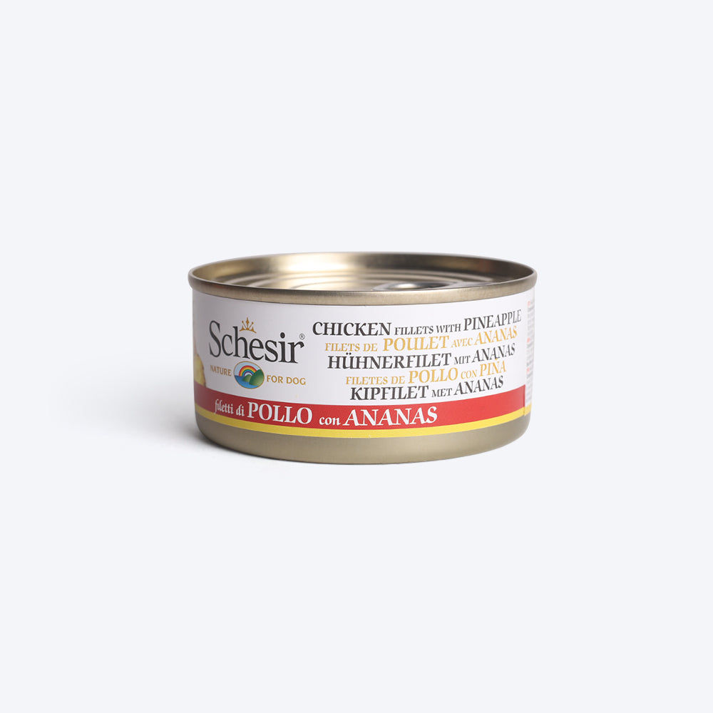 Schesir 40% Chicken Fillets With Pineapple Canned Wet Dog Food - 150 g - Heads Up For Tails