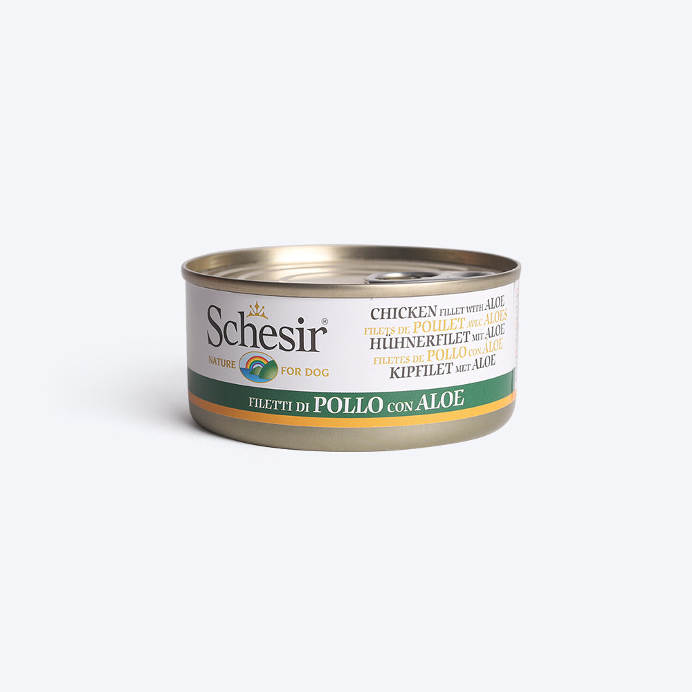 Schesir 54% Chicken Fillet With Aloe In Jelly Canned Wet Dog Food - 150 g - Heads Up For Tails