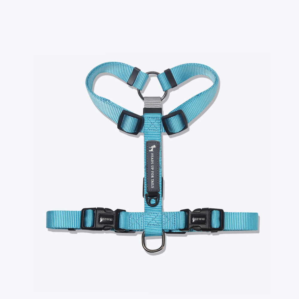 HUFT Essentials Nylon Dog H-Harness - Aqua Blue - Heads Up For Tails