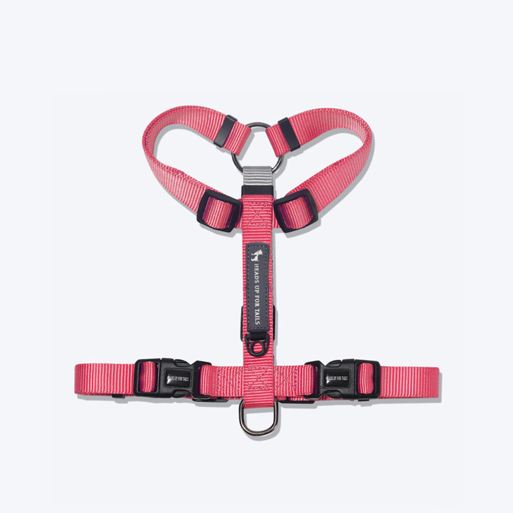 HUFT Essentials Nylon Dog H-Harness - Dark Pink - Heads Up For Tails
