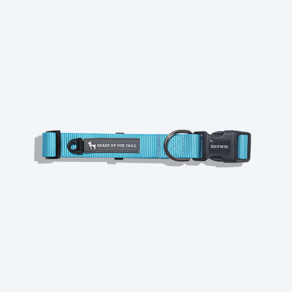 HUFT Essentials Nylon Dog Collar - Aqua Blue - Heads Up For Tails