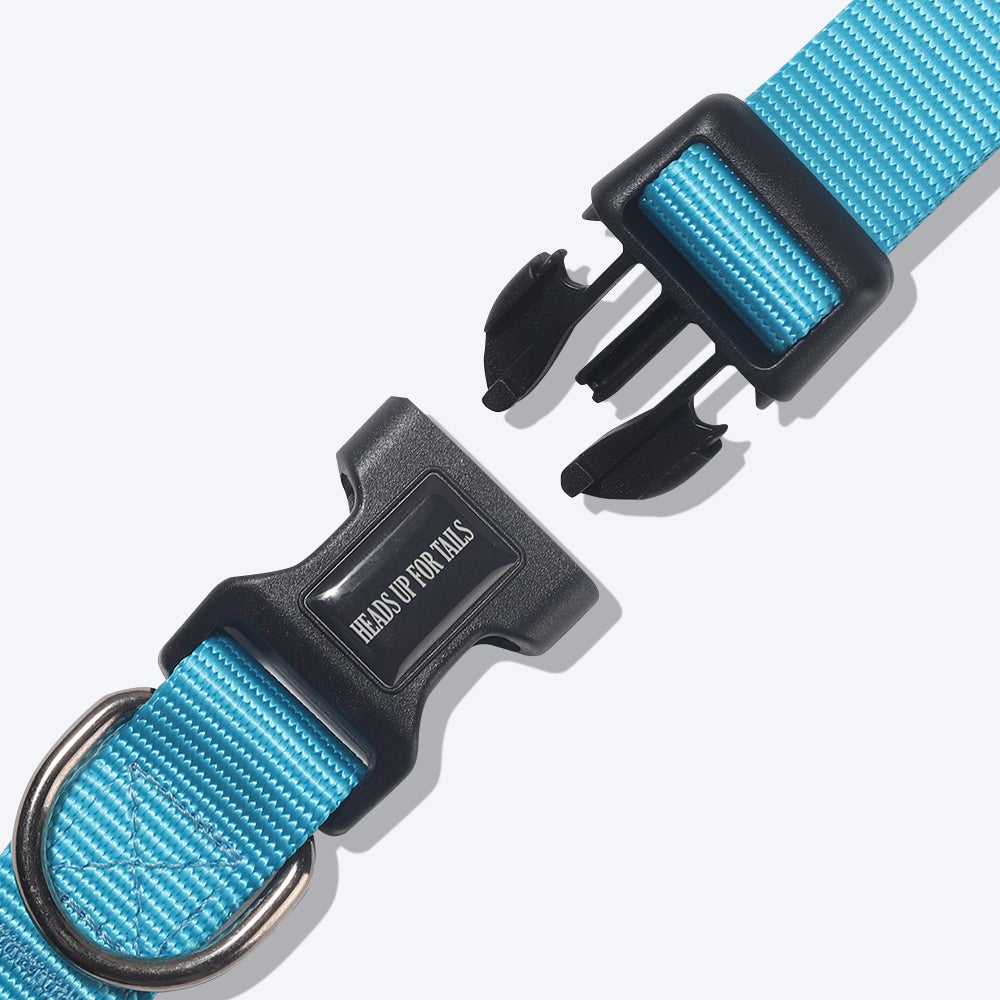 HUFT Essentials Nylon Dog Collar - Aqua Blue - Heads Up For Tails